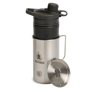 GeoPress Stainless Steel Nesting Cup & Lid -Stainless Steel