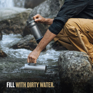 Fill the GeoPress® Titanium Outer Cup with dirty water / Covert Black / Olive Drab / Coyote Brown