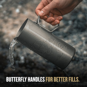 Butterfly handles allow for easy fills with the GeoPress® Titanium Outer Cup. / Covert Black / Olive Drab / Coyote Brown