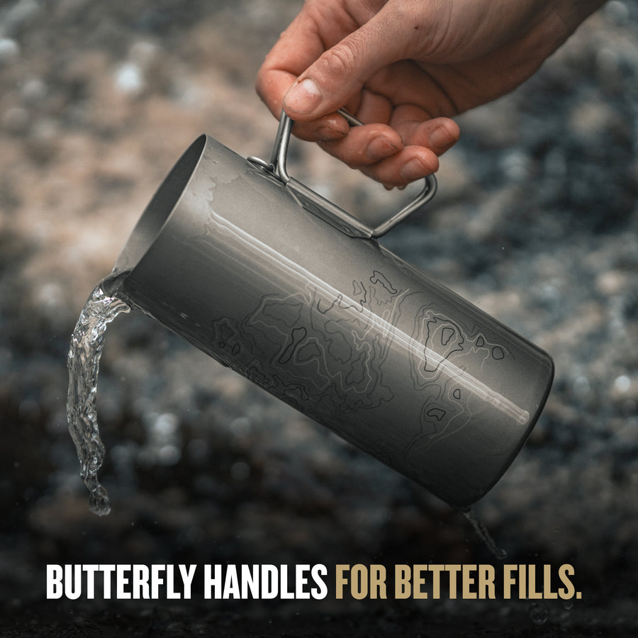 Butterfly handles allow for easy fills with the GeoPress® Titanium Outer Cup. / Covert Black / Olive Drab / Coyote Brown