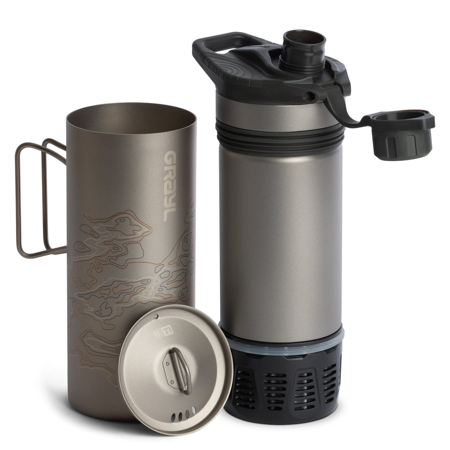 GeoPress Ti Filter & Purifier Bottle + Cook Lid-Covert Black