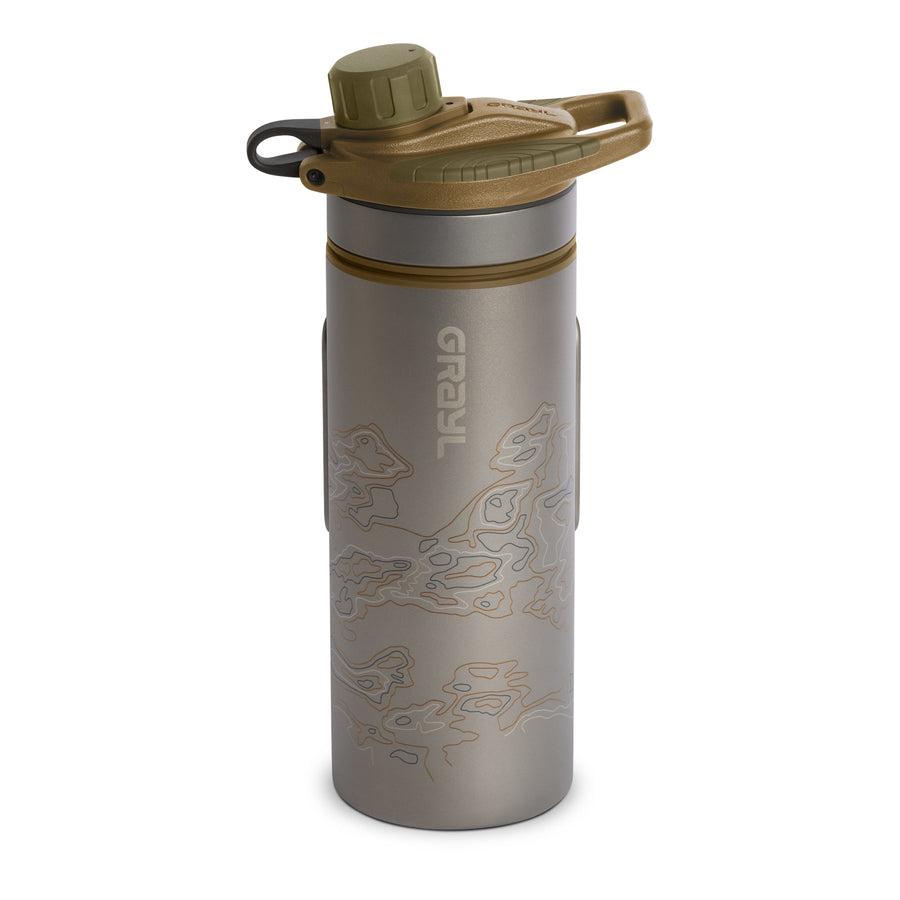 Grayl GeoPress Titanium Filter and Purifier Water Bottle – 24 Fluid Ounces / Cart View / Standard / Coyote Brown