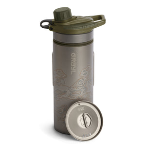 Grayl GeoPress Titanium Filter and Purifier Water Bottle PLUS Strainer Lid – 24 Fluid Ounces / Cart View / Plus Cook Lid / Olive Drab