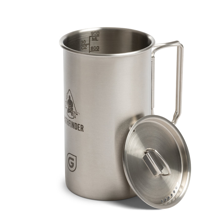 GeoPress Stainless Steel Nesting Cup & Lid -Stainless Steel