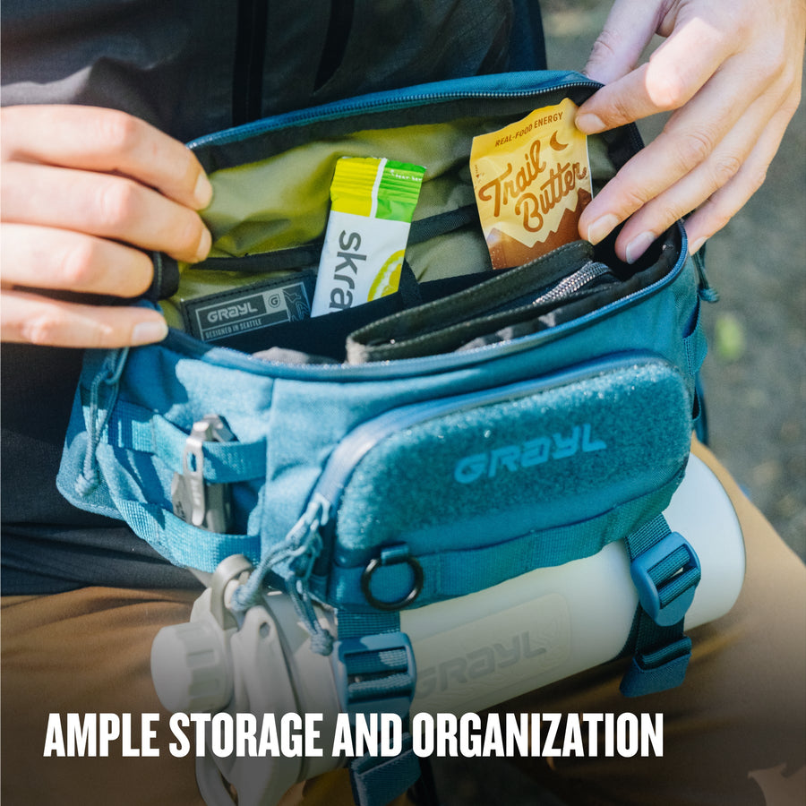 Grayl® Transport Hip Pack & Crossbody Sling / Ample Storage And Organization / Wander Blue / Covert Black / Coyote Brown / Olive Drab